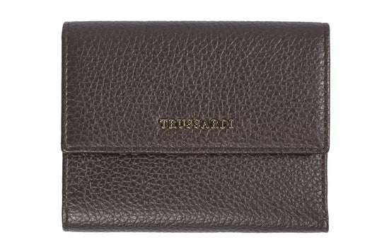 Коричневий шкіряний жіночий гаманець Trussardi