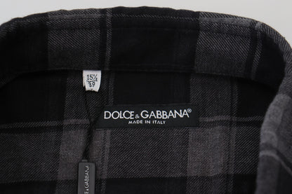 Елегантна чорно-сіра сорочка на гудзиках Dolce &amp; Gabbana