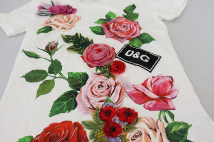 Бавовняна елегантна багатоколірна футболка Dolce &amp; Gabbana з принтом троянд