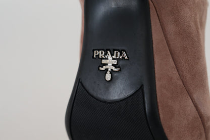 Елегантні темно-рожеві замшеві туфлі Prada