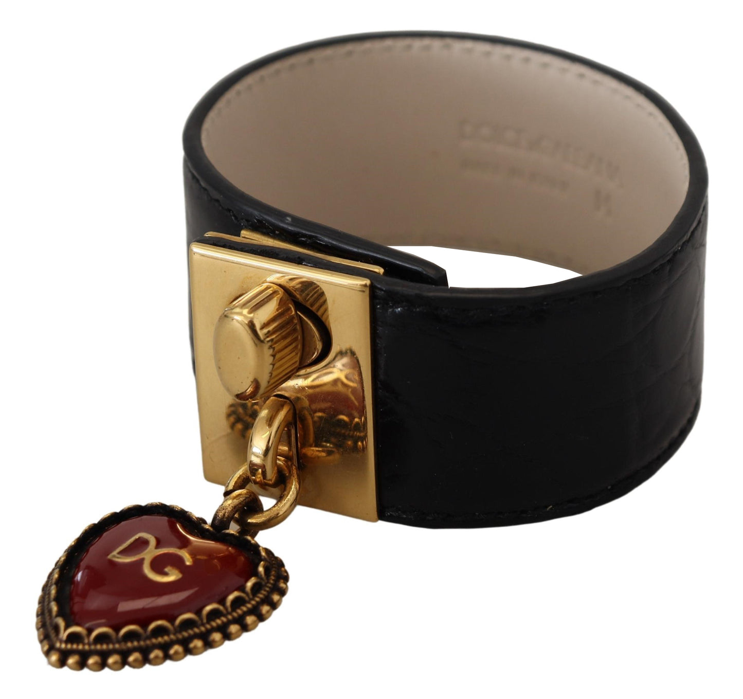 Елегантний чорний шкіряний золотий браслет Dolce &amp; Gabbana