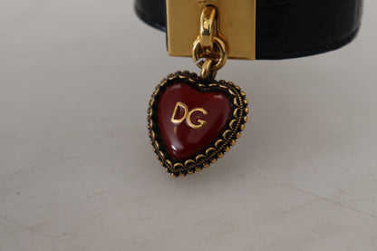 Елегантний чорний шкіряний золотий браслет Dolce &amp; Gabbana