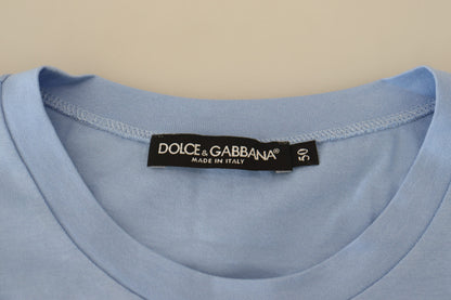 Елегантна світло-блакитна бавовняна футболка Dolce &amp; Gabbana