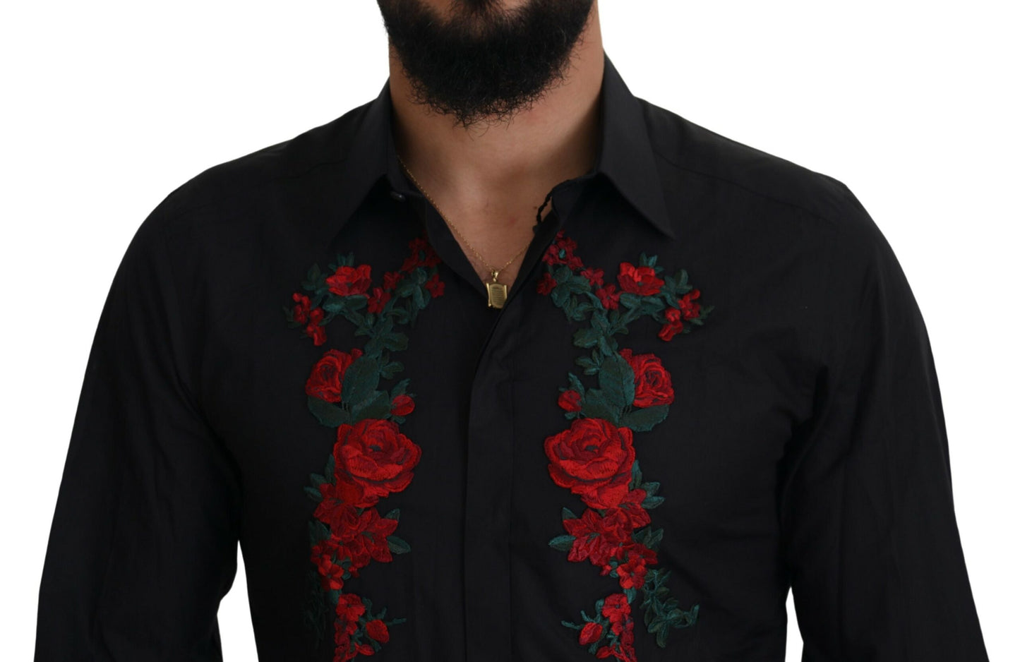 Елегантна бавовняна сорочка з квітковою вишивкою Dolce &amp; Gabbana