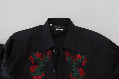 Елегантна бавовняна сорочка з квітковою вишивкою Dolce &amp; Gabbana