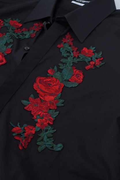 Елегантна бавовняна сорочка з квітковою вишивкою Dolce &amp; Gabbana