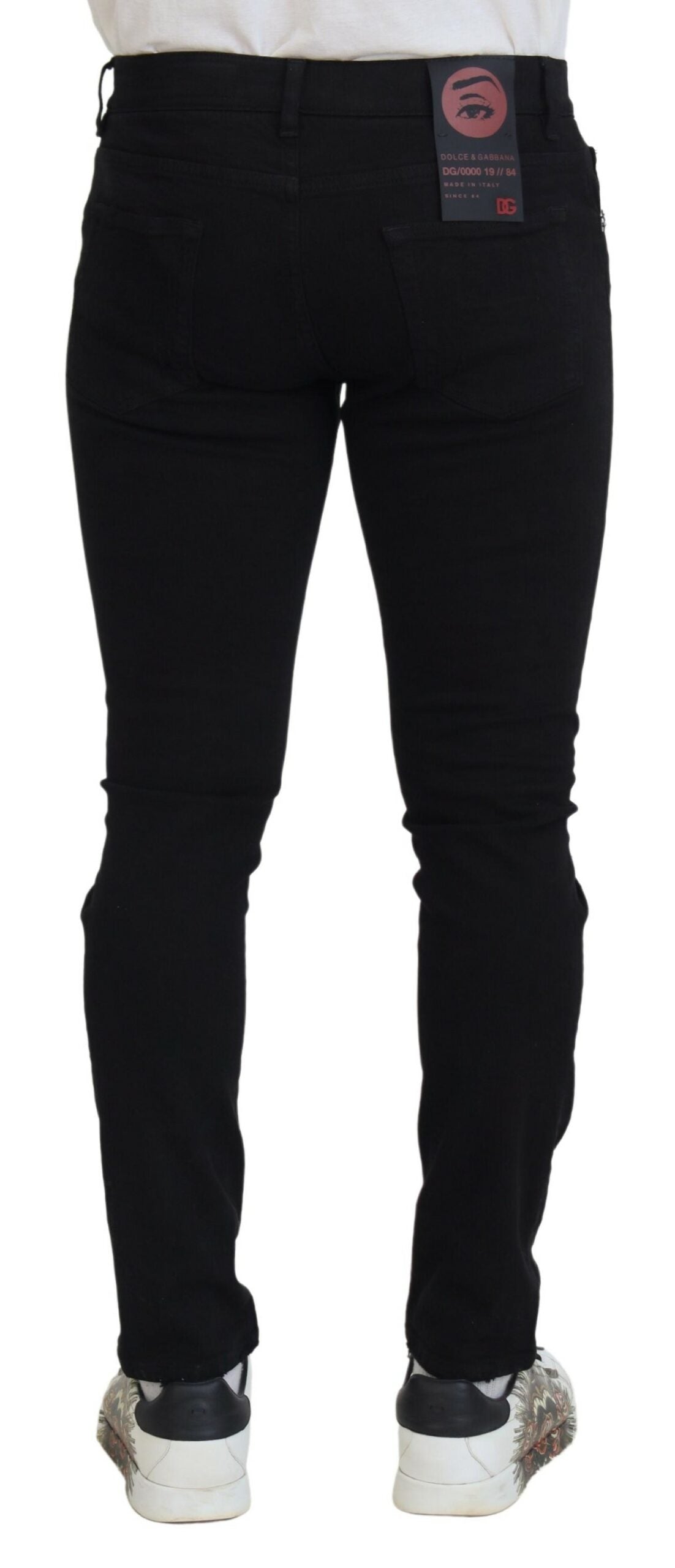Dolce &amp; Gabbana Svelte Black Tattered Slim Denim