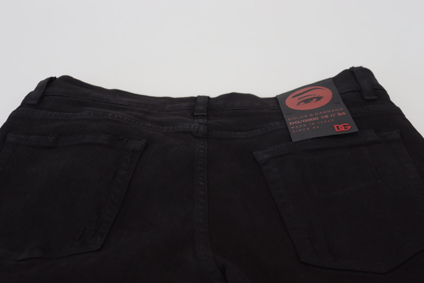 Dolce &amp; Gabbana Svelte Black Tattered Slim Denim