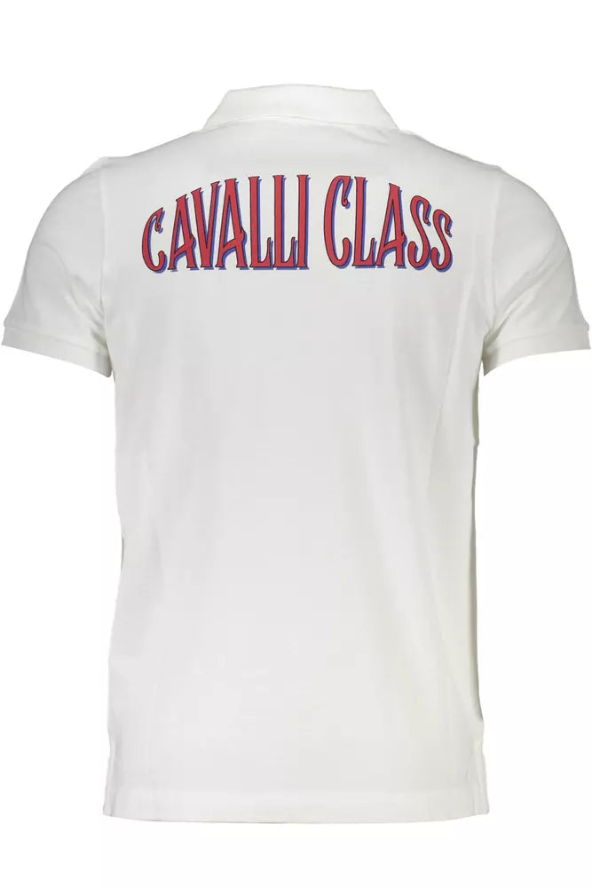 Біла бавовняна чоловіча сорочка поло Cavalli Class