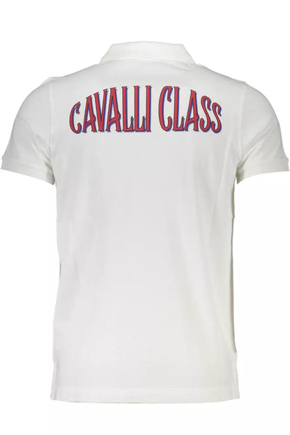 Біла бавовняна чоловіча сорочка поло Cavalli Class