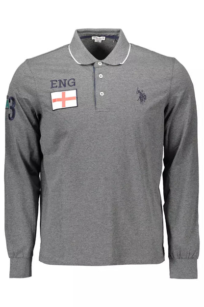 US POLO ASSN. Сіра бавовняна чоловіча сорочка поло