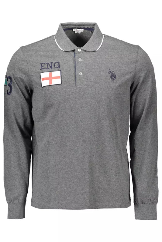 US POLO ASSN. Сіра бавовняна чоловіча сорочка поло