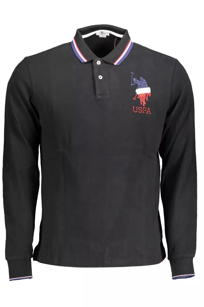 US POLO ASSN. Чорна бавовняна чоловіча сорочка поло