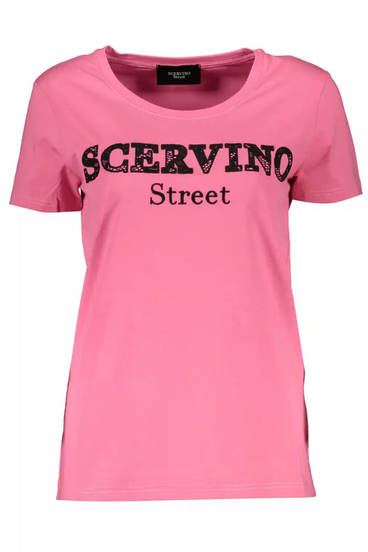 Бавовняна рожева жіноча футболка Scervino Street
