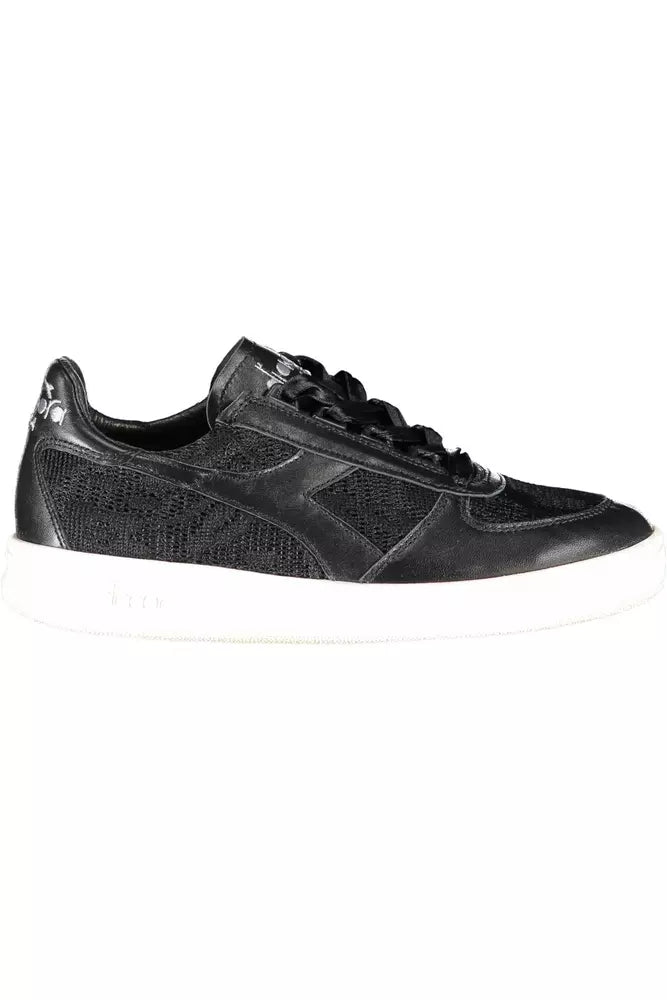 Чорні шкіряні жіночі кросівки Diadora