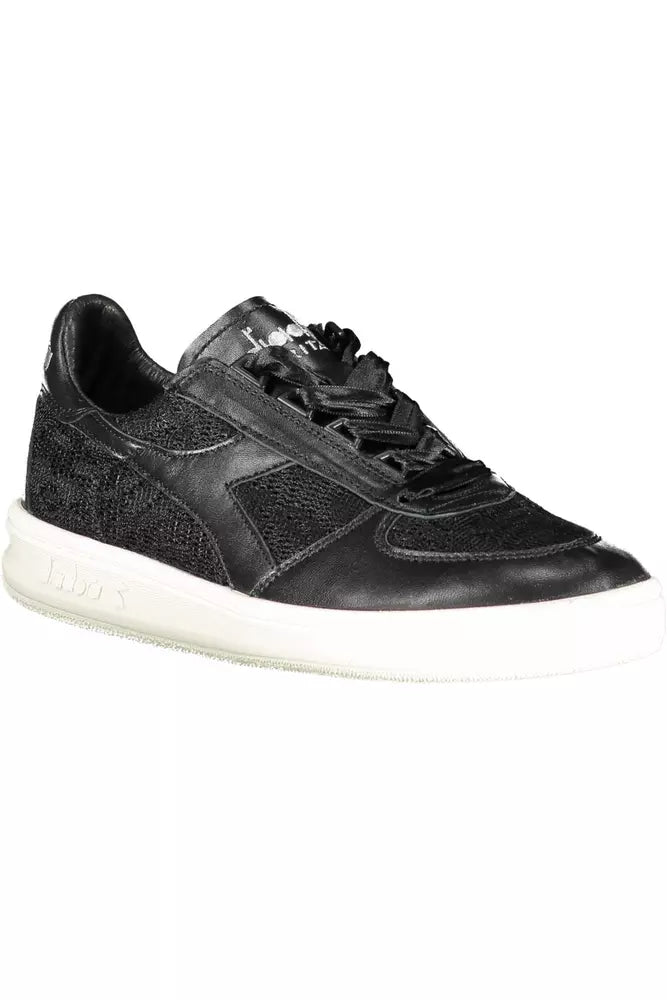 Чорні шкіряні жіночі кросівки Diadora