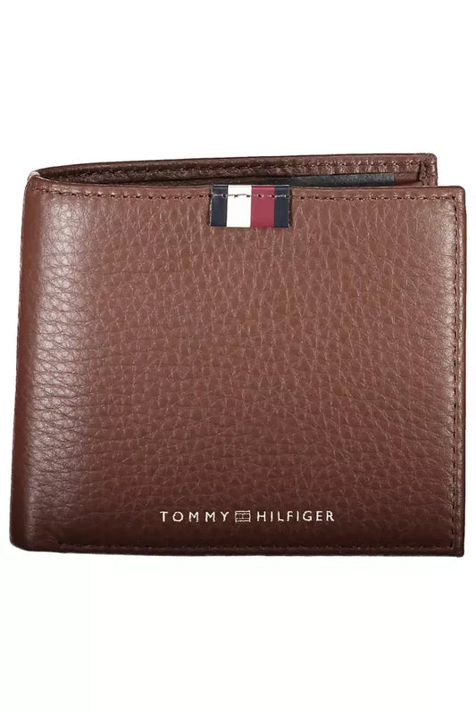 Коричневий шкіряний чоловічий гаманець Tommy Hilfiger