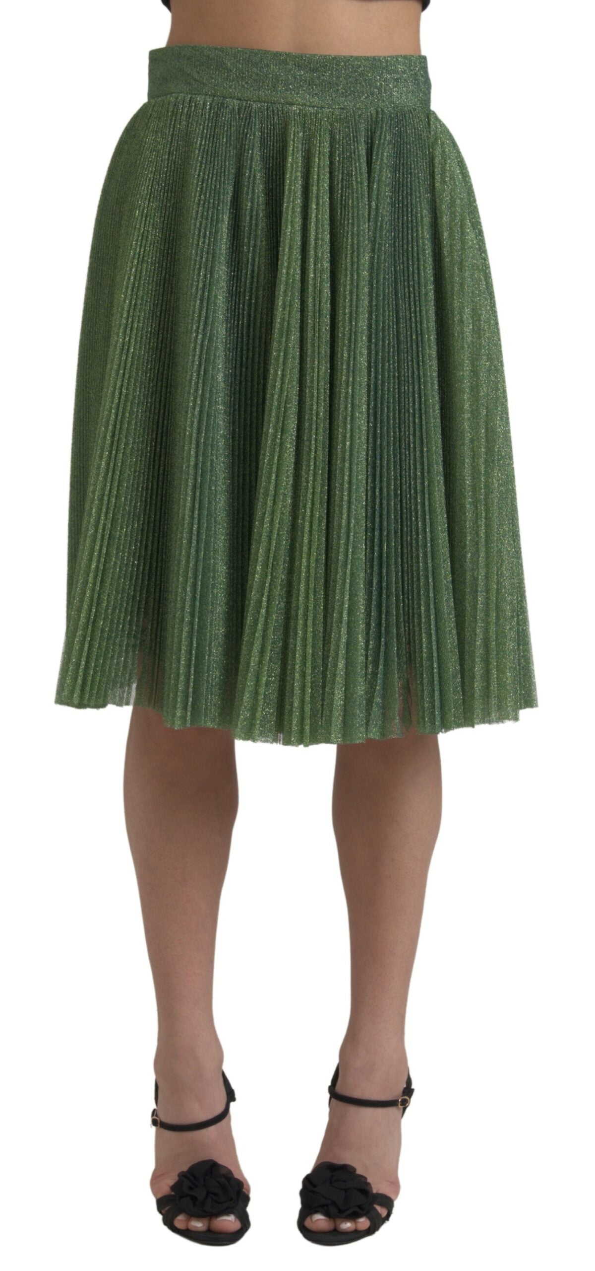 Dolce &amp; Gabbana Enchanting Metallic Green Плісирована спідниця А-силуету