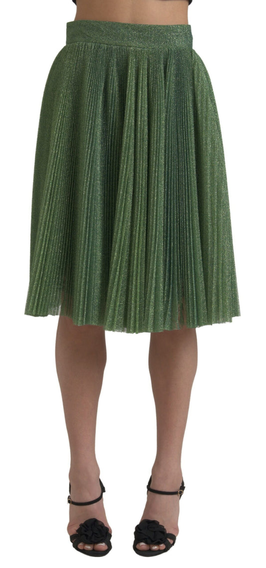 Dolce &amp; Gabbana Enchanting Metallic Green Плісирована спідниця А-силуету