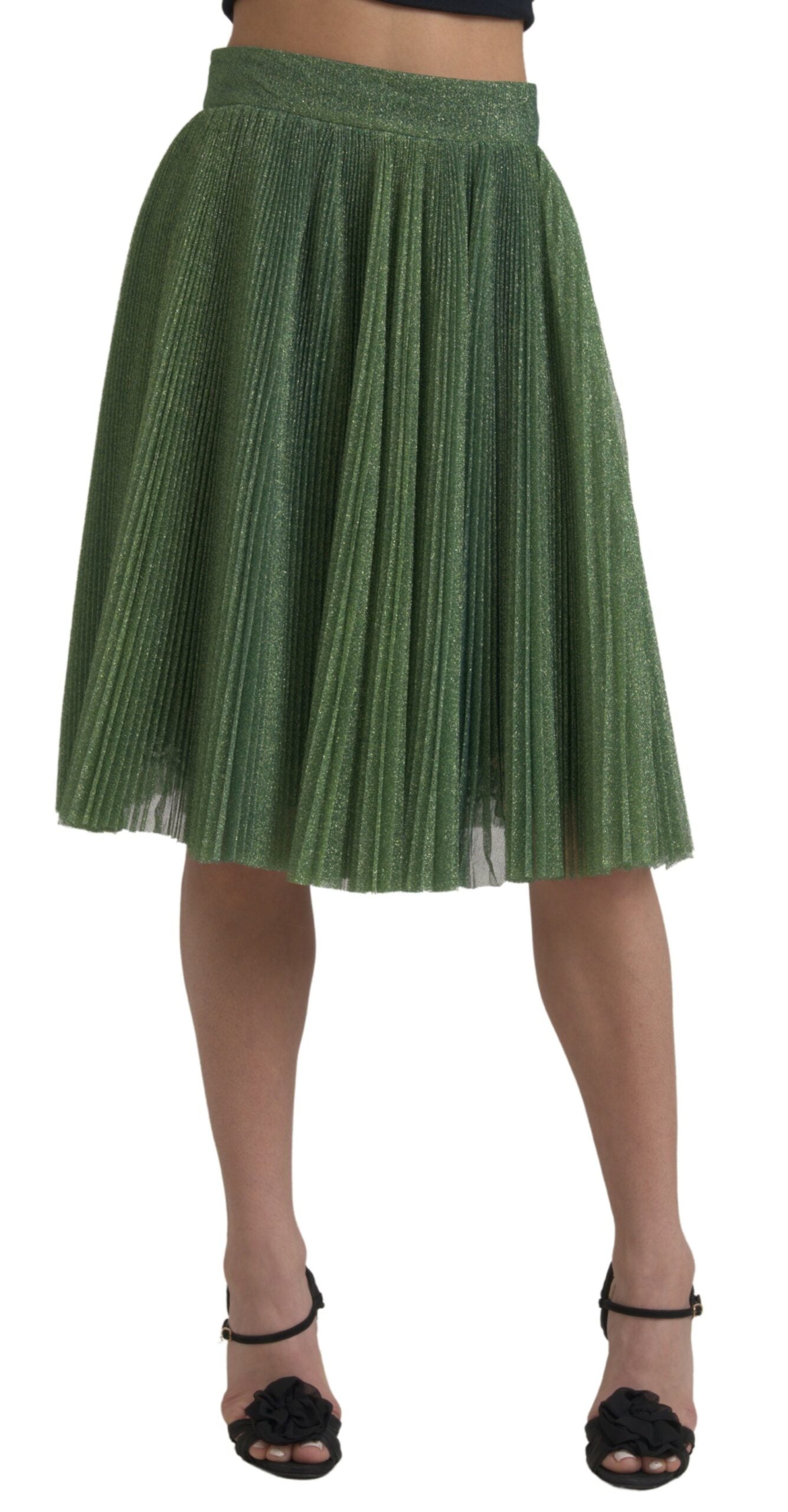 Dolce &amp; Gabbana Enchanting Metallic Green Плісирована спідниця А-силуету