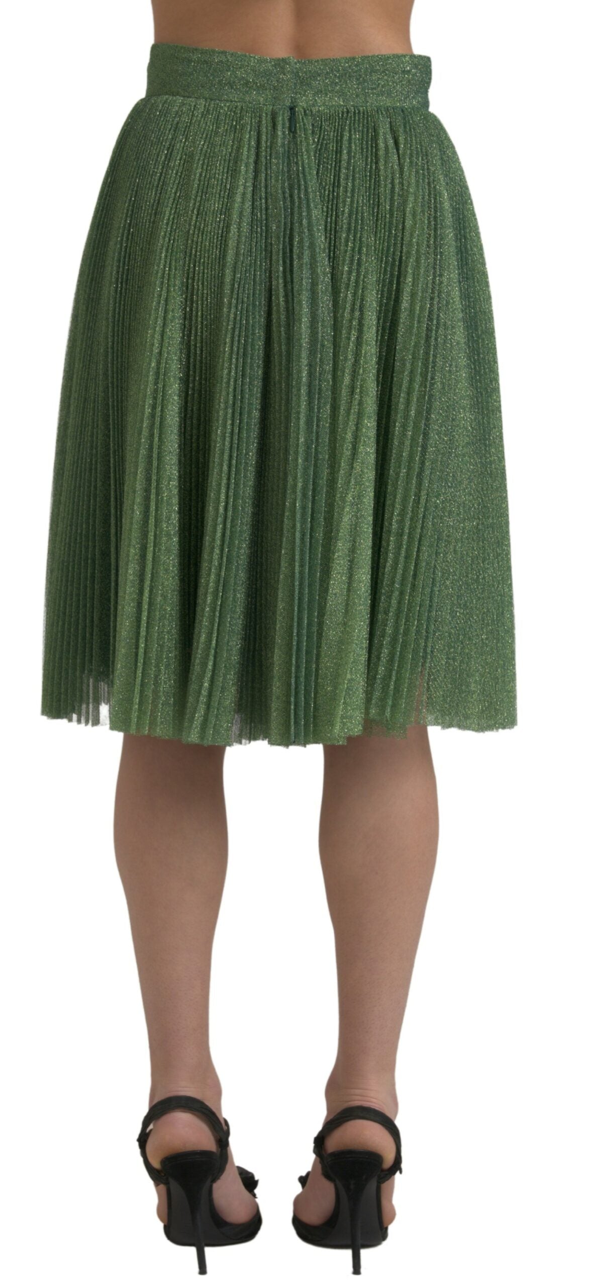 Dolce &amp; Gabbana Enchanting Metallic Green Плісирована спідниця А-силуету