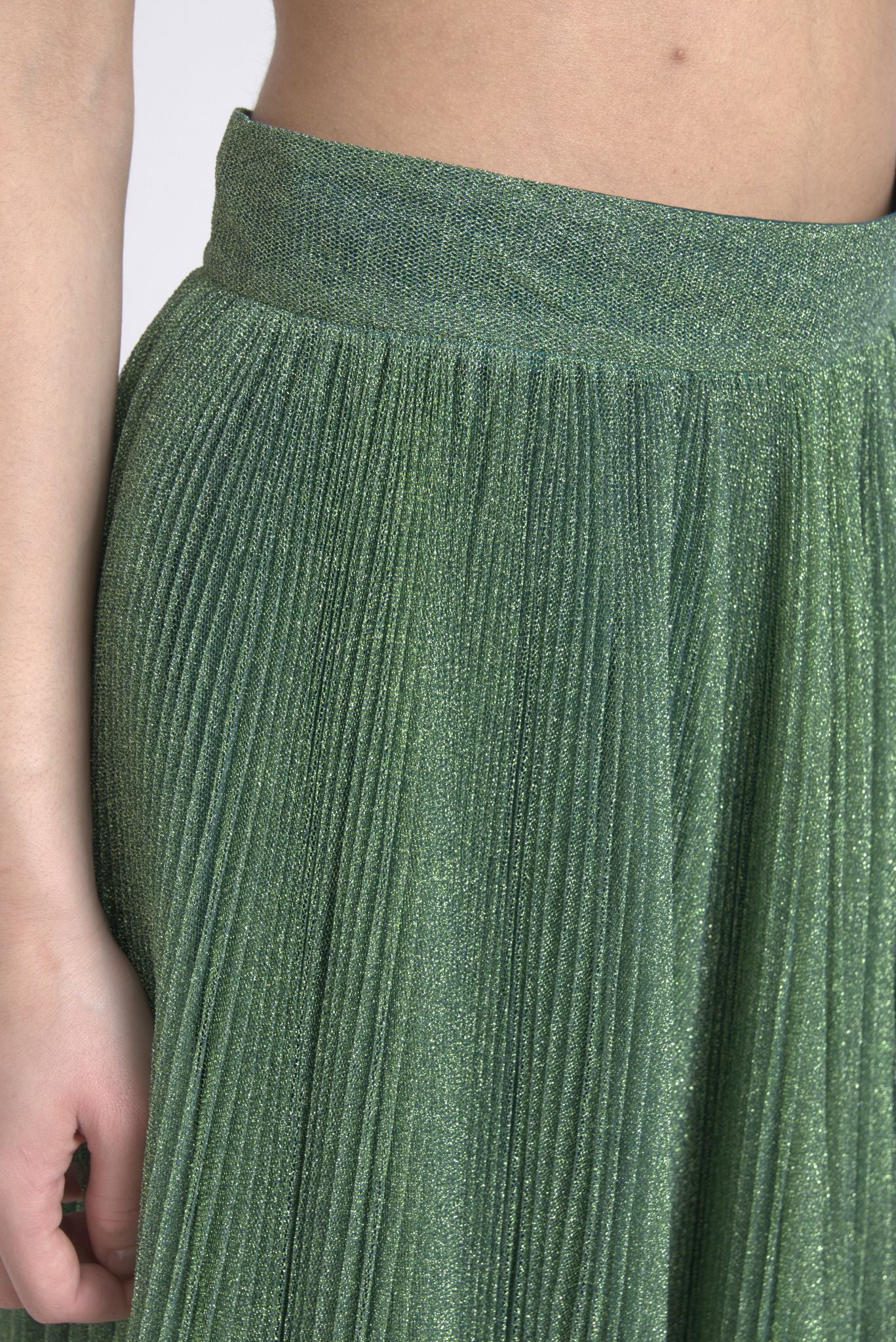 Dolce &amp; Gabbana Enchanting Metallic Green Плісирована спідниця А-силуету