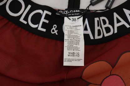 Червоні легінси з високою талією Dolce &amp; Gabbana з квітковим принтом