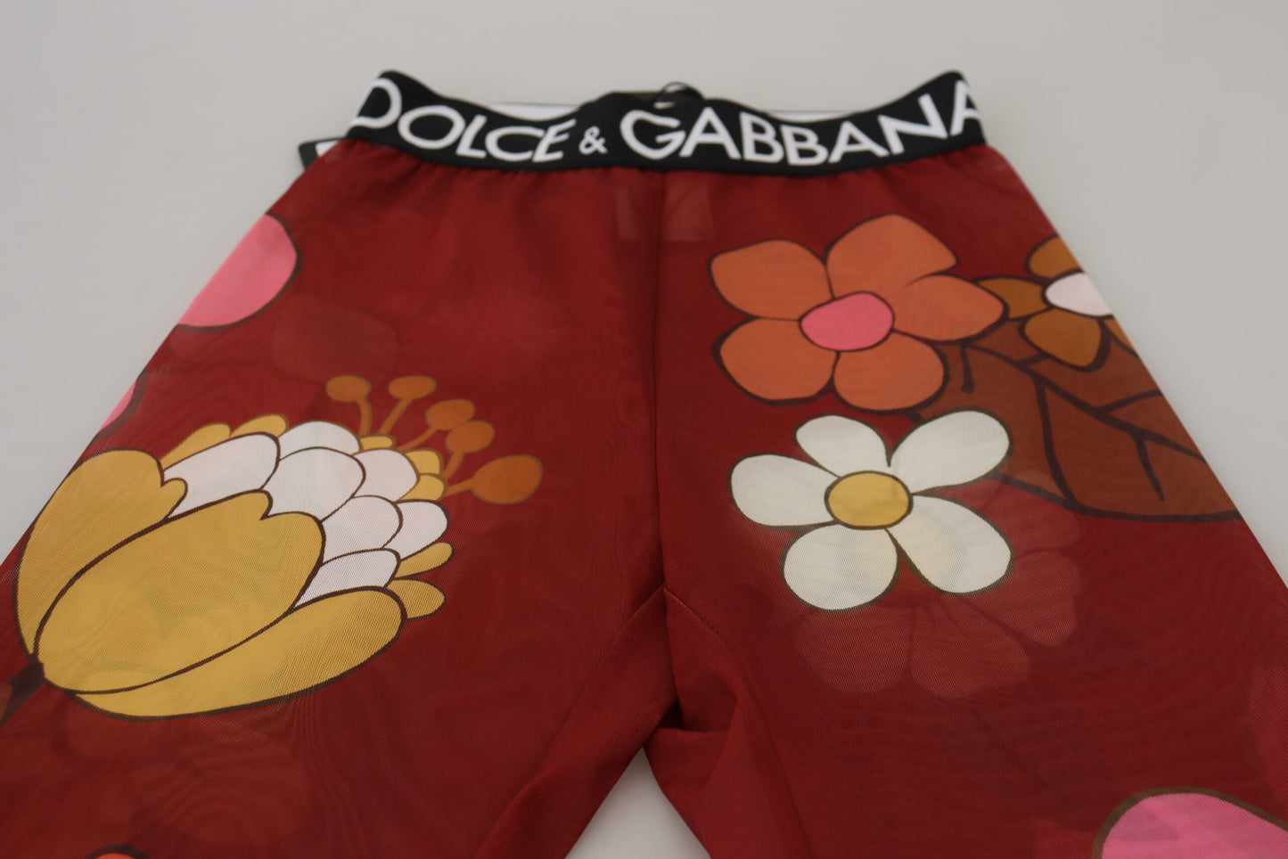 Червоні легінси з високою талією Dolce &amp; Gabbana з квітковим принтом