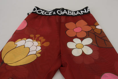 Червоні легінси з високою талією Dolce &amp; Gabbana з квітковим принтом