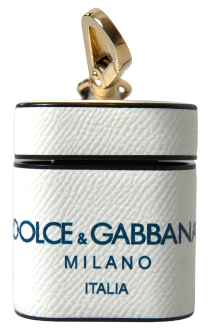 Елегантний шкіряний чохол Dolce &amp; Gabbana Airpods біло-блакитного кольору