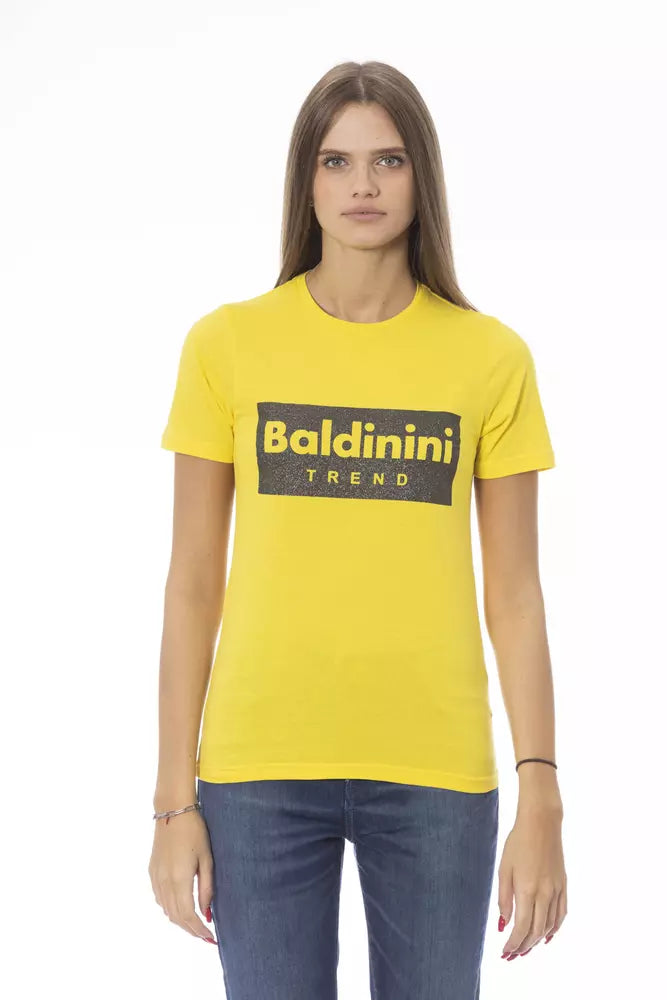 Жовта бавовняна жіноча футболка Baldinini Trend