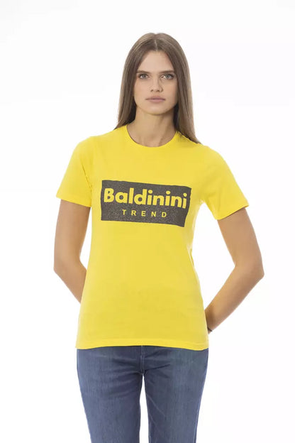 Жовта бавовняна жіноча футболка Baldinini Trend