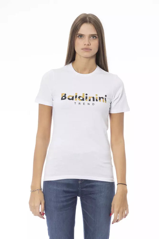 Біла бавовняна жіноча футболка Baldinini Trend