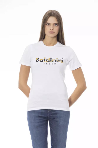 Біла бавовняна жіноча футболка Baldinini Trend