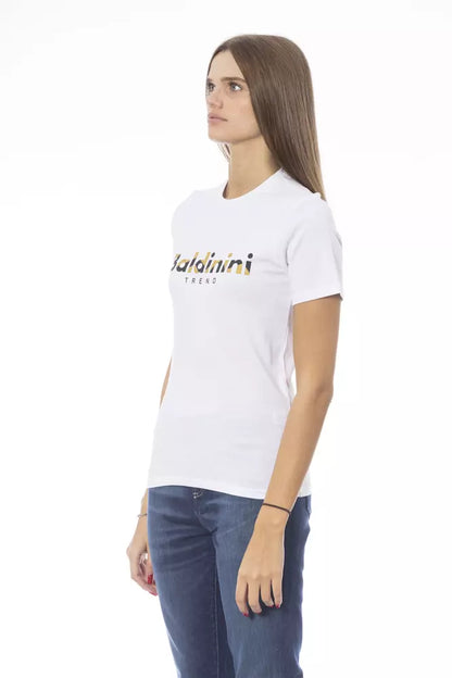 Біла бавовняна жіноча футболка Baldinini Trend