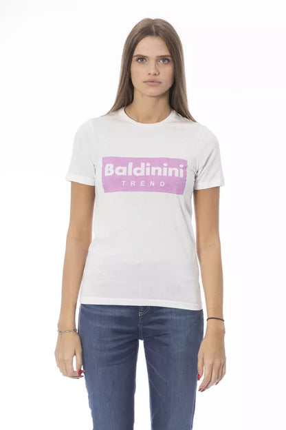 Біла бавовняна жіноча футболка Baldinini Trend