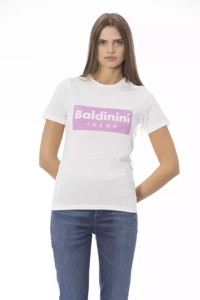 Біла бавовняна жіноча футболка Baldinini Trend