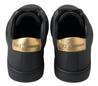 Чорно-золоті шкіряні класичні кросівки Dolce &amp; Gabbana