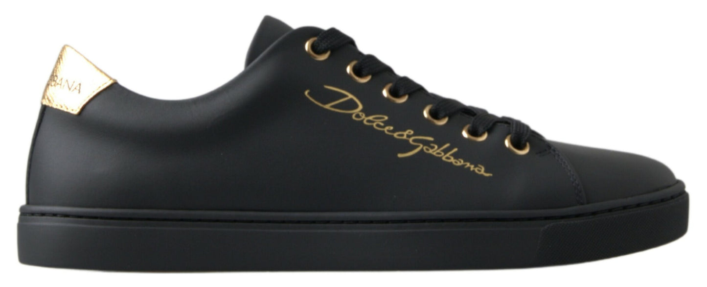 Чорно-золоті шкіряні класичні кросівки Dolce &amp; Gabbana