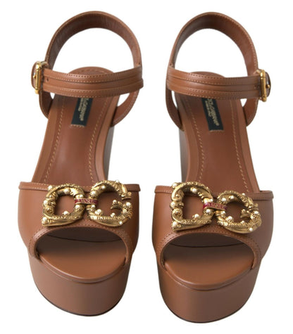 Шикарні коричневі шкіряні ремінці на танкетці від Dolce &amp; Gabbana