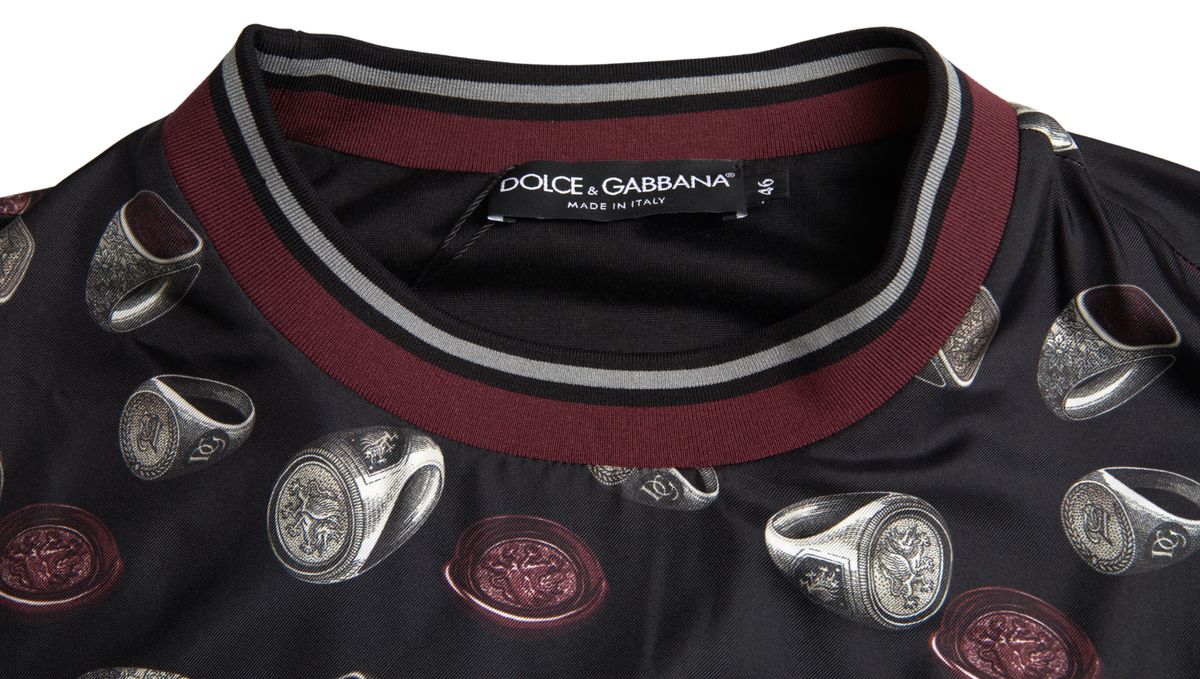 Елегантний шовковий пуловер із круглим вирізом Dolce &amp; Gabbana - чорний, різнокольоровий