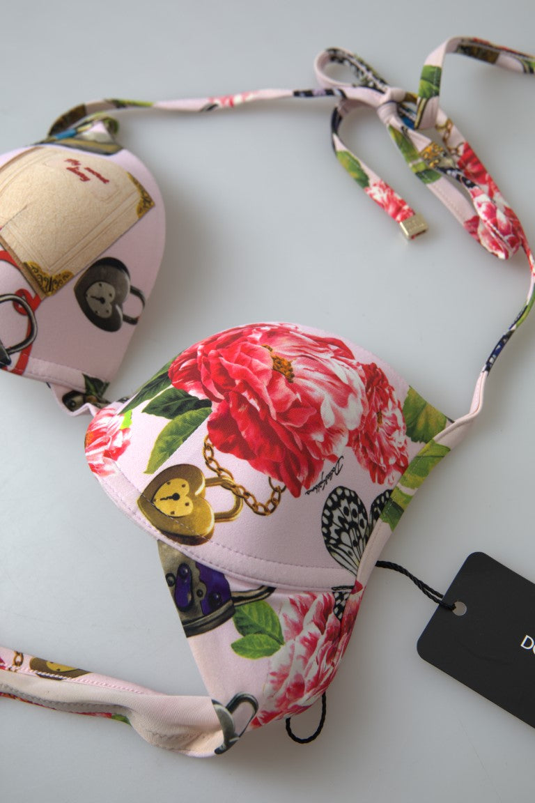 Dolce &amp; Gabbana Chic Floral Top Elegance Bikini