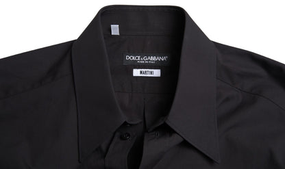 Елегантна приталена чорна бавовняна сорочка Dolce &amp; Gabbana