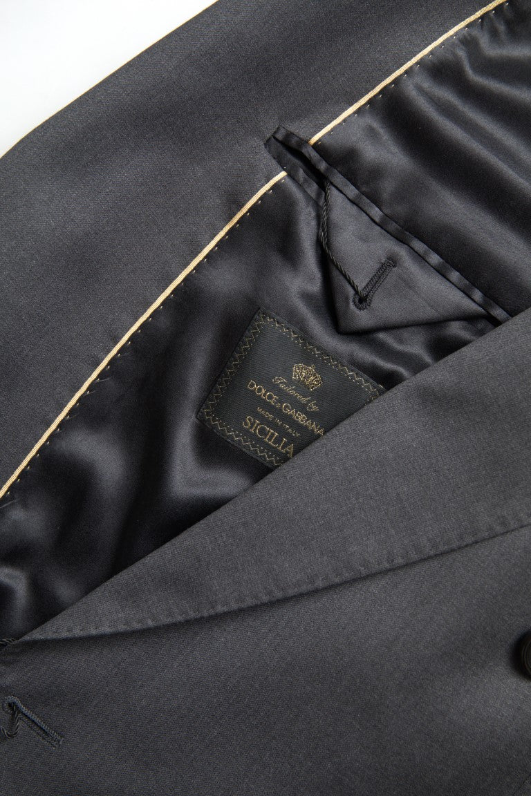 Витончений сірий приталений двобортний костюм Dolce &amp; Gabbana