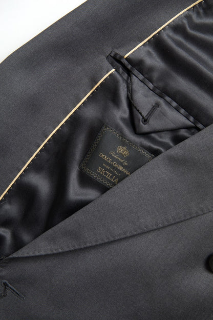 Витончений сірий приталений двобортний костюм Dolce &amp; Gabbana