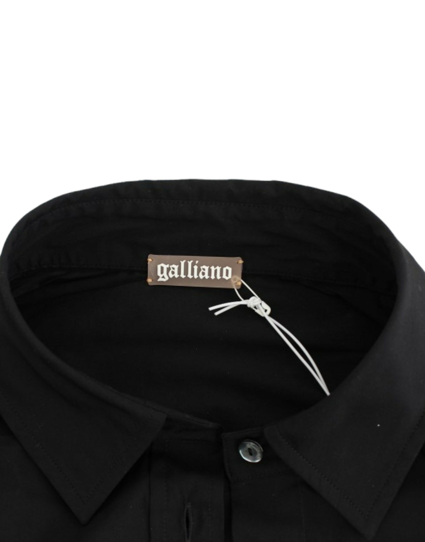 Елегантна чорна бавовняна стрейчева блузка з коротким рукавом John Galliano