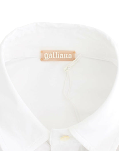 John Galliano Шикарна біла блуза з коротким рукавом зі суміші бавовни