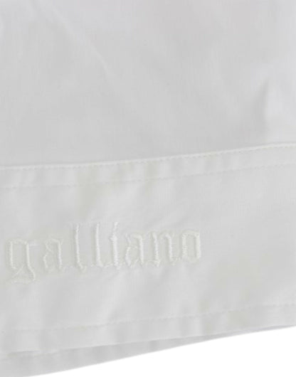 John Galliano Шикарна біла блуза з коротким рукавом зі суміші бавовни