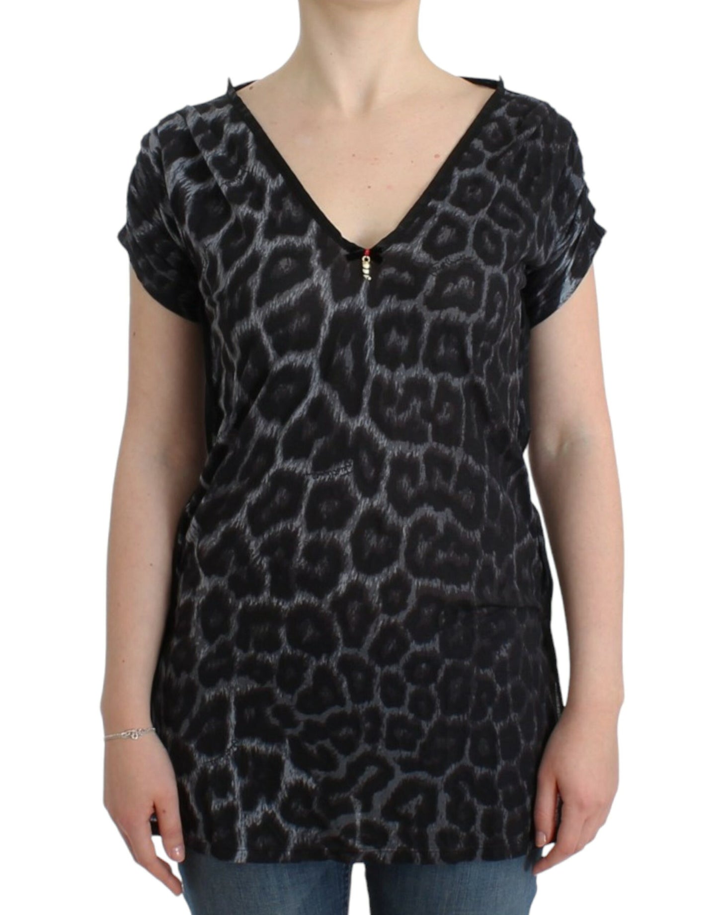 Модальний топ Cavalli Sultry Leopard з V-вирізом