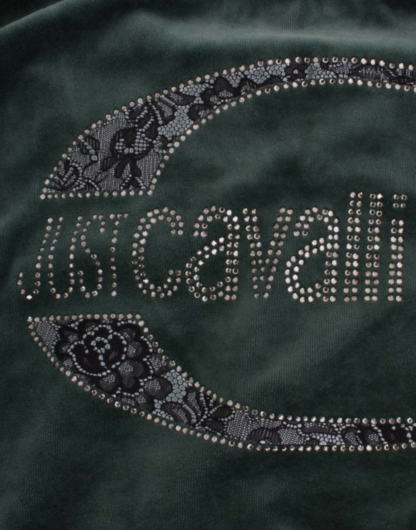 Елегантний зелений імітаційний светр Cavalli зі стразами